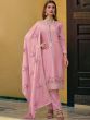 Pink Embroidered Party Wear Suit In Chiffon