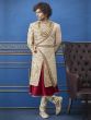 Golden Colour Silk Fabric Indian Designer Sherwani.