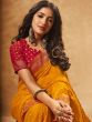Yellow Printed Saree In Georgette Fabric