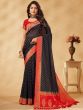 Black Georgette Printed Saree With Blouse