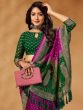 Purple Printed Saree With Blouse In Georgette