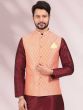 Maroon Party Wear Kurta Pyjama With Jacket