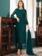 Green Embroidered Straight Cut Georgette Salwar Suit