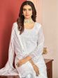 White Sequined Pant Style Suit With Dupatta