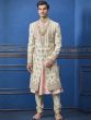 Cream Colour Silk Men's Sherwani.