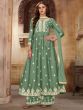Green Embroidered Palazzo Suit With Embroidery