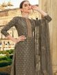 Grey Embroidered Salwar Kameez In Cotton