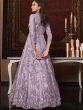 Purple Embroidered Anarkali Style Salwar Kameez