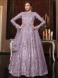 Purple Embroidered Anarkali Style Salwar Kameez