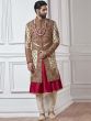 Cream,Golden Color Designer Sherwani.