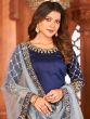 Blue Embroidered Punjabi Suit With Dupatta