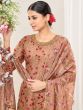 Brown Thread Embroidered Punjabi Salwar Suit