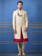 Cream Colour Silk Designer Sherwani.