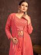 Peach Sequins Embroidered Jacket Style Palazzo Set