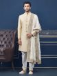 Cream Colour Men's Wedding Indo Sherwani.