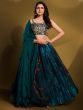 Blue Printed Bridesmaid Lehenga With Embroidered Choli