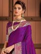 Purple Floral Bordered Saree In Silk With Blouse