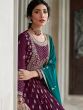 Purple Sequins Embroidered Indo Western Lehenga