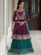 Purple Sequins Embroidered Indo Western Lehenga