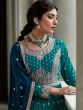 Turquoise Embroidered Lehenga Choli In Georgette