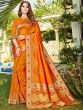 Orange Colour Banarasi Silk Fabric Traditional Saree.