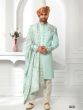 Blue Embroidered Groom Sherwani In Silk