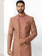 Pink Sequined Asymmetric Sherwani In Silk