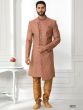 Pink Sequined Asymmetric Sherwani In Silk
