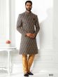 Blue Sequins Embroidered Sherwani In Art Silk
