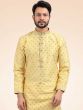 Yellow Festive Silk Kurta Pajama For Men