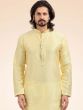 Yellow Thread Embroidered Kurta Pyjama Set