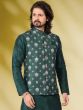 Green Mens Kurta Pajama With Jacket