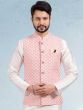 White Kurta Pyjama With Pink Embroidered Jacket