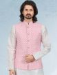 Readymade White Kurta Pyjama With Embroidered Jacket