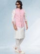 Readymade White Kurta Pyjama With Embroidered Jacket