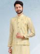 Yellow Mens Kurta Pyjama With Embroidered Jacket