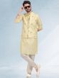 Yellow Mens Kurta Pyjama With Embroidered Jacket