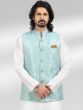 White Plain Kurta Pyjama With Jacquard Jacket