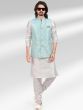 White Plain Kurta Pyjama With Jacquard Jacket