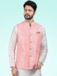 Readymade White Kurta Pyjama With Pink Jacket