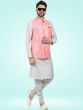 Readymade White Kurta Pyjama With Pink Jacket