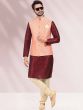 Maroon Party Wear Kurta Pyjama With Jacket