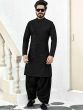 Black Sequined Pathani Kurta Pajama For Men