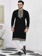 Black Readymade Kurta Pajama With Embroidery