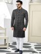 Black Printed Kurta Pyjama For Men