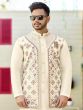 Off White Kurta Pajama With Embroidered Jacket