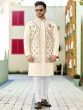 Off White Kurta Pajama With Embroidered Jacket