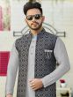 Grey Kurta Pajama With Embroidered Nehru Jacket