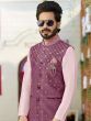 Pink Festive Kurta Pyjama With Jacket Set