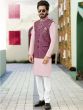 Pink Festive Kurta Pyjama With Jacket Set